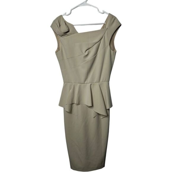 Rinascimento Italy Cream Peplum Knee Length Dress Size M Clean Girl Old Money - Picture 1 of 15